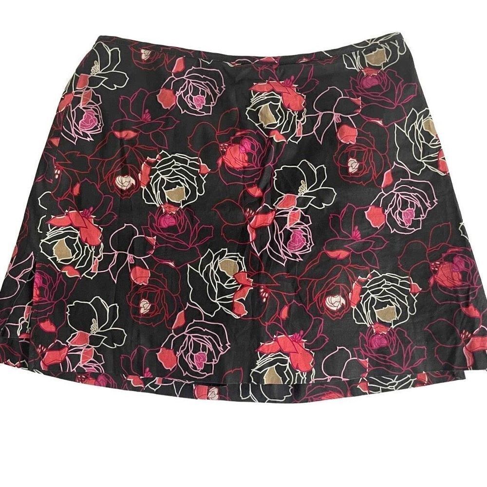 Vintage David Paul Cotton Spandex Floral Rose Skort Made‎ in USA Size 6